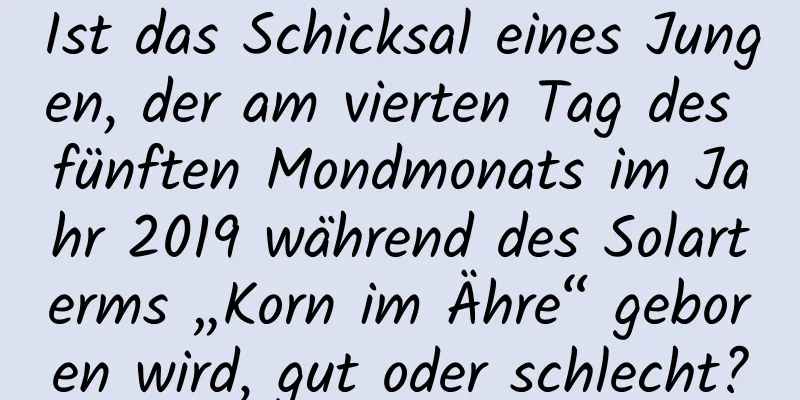 Ist das Schicksal eines Jungen, der am vierten Tag des fünften Mondmonats im Jahr 2019 während des Solarterms „Korn im Ähre“ geboren wird, gut oder schlecht?