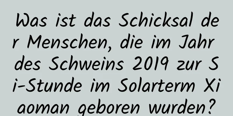 Was ist das Schicksal der Menschen, die im Jahr des Schweins 2019 zur Si-Stunde im Solarterm Xiaoman geboren wurden?