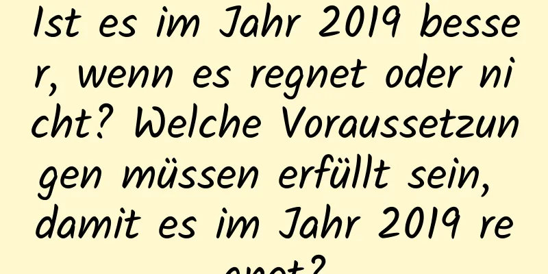 Ist es im Jahr 2019 besser, wenn es regnet oder nicht? Welche Voraussetzungen müssen erfüllt sein, damit es im Jahr 2019 regnet?