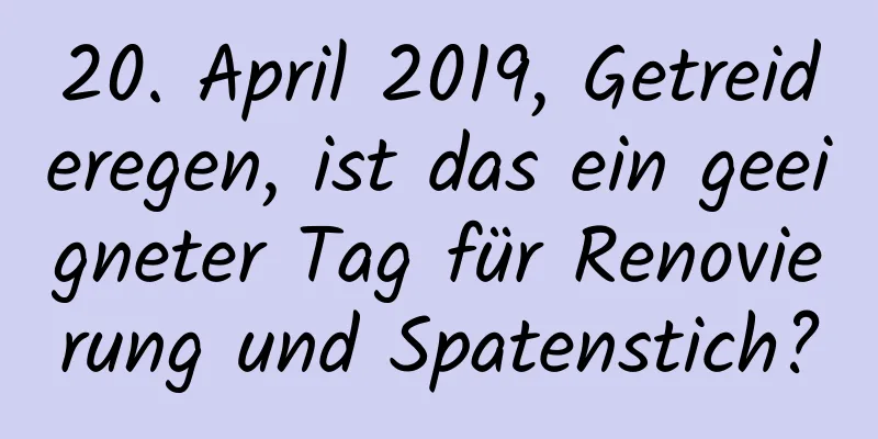 20. April 2019, Getreideregen, ist das ein geeigneter Tag für Renovierung und Spatenstich?