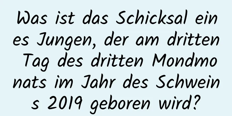 Was ist das Schicksal eines Jungen, der am dritten Tag des dritten Mondmonats im Jahr des Schweins 2019 geboren wird?