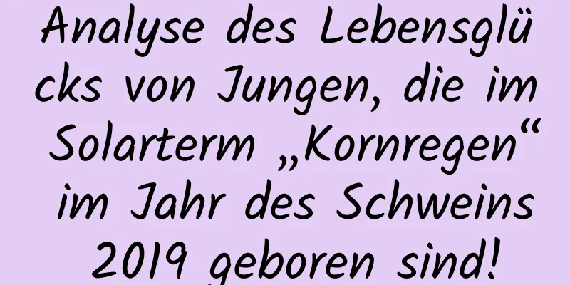 Analyse des Lebensglücks von Jungen, die im Solarterm „Kornregen“ im Jahr des Schweins 2019 geboren sind!