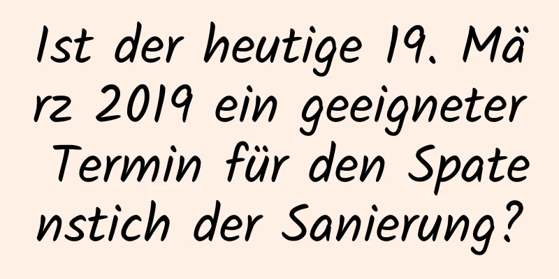 Ist der heutige 19. März 2019 ein geeigneter Termin für den Spatenstich der Sanierung?