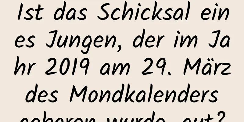 Ist das Schicksal eines Jungen, der im Jahr 2019 am 29. März des Mondkalenders geboren wurde, gut?