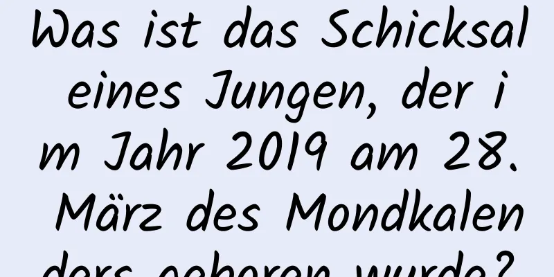 Was ist das Schicksal eines Jungen, der im Jahr 2019 am 28. März des Mondkalenders geboren wurde?