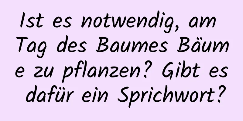 Ist es notwendig, am Tag des Baumes Bäume zu pflanzen? Gibt es dafür ein Sprichwort?