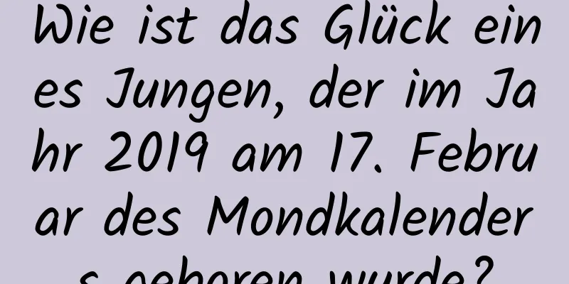 Wie ist das Glück eines Jungen, der im Jahr 2019 am 17. Februar des Mondkalenders geboren wurde?