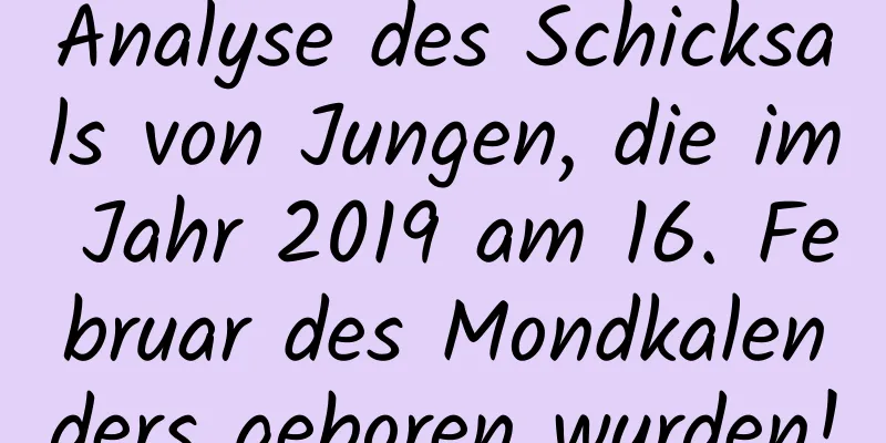 Analyse des Schicksals von Jungen, die im Jahr 2019 am 16. Februar des Mondkalenders geboren wurden!