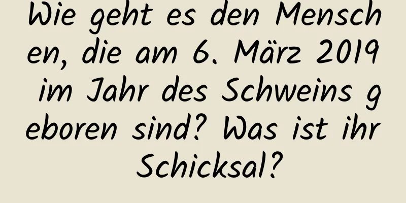 Wie geht es den Menschen, die am 6. März 2019 im Jahr des Schweins geboren sind? Was ist ihr Schicksal?