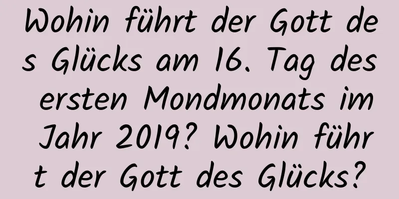 Wohin führt der Gott des Glücks am 16. Tag des ersten Mondmonats im Jahr 2019? Wohin führt der Gott des Glücks?