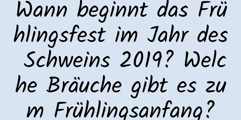 Wann beginnt das Frühlingsfest im Jahr des Schweins 2019? Welche Bräuche gibt es zum Frühlingsanfang?