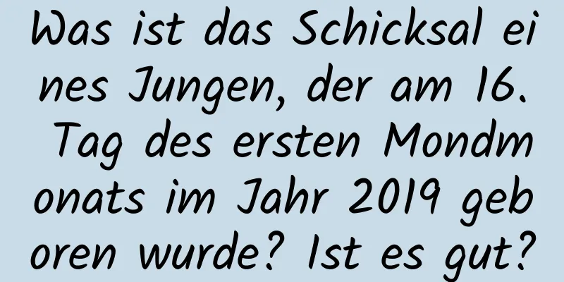 Was ist das Schicksal eines Jungen, der am 16. Tag des ersten Mondmonats im Jahr 2019 geboren wurde? Ist es gut?