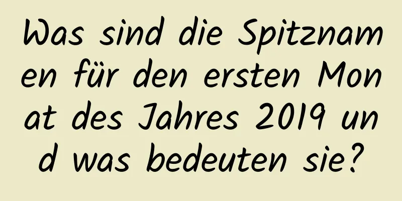 Was sind die Spitznamen für den ersten Monat des Jahres 2019 und was bedeuten sie?