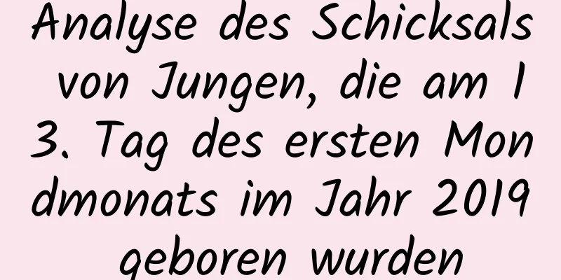 Analyse des Schicksals von Jungen, die am 13. Tag des ersten Mondmonats im Jahr 2019 geboren wurden