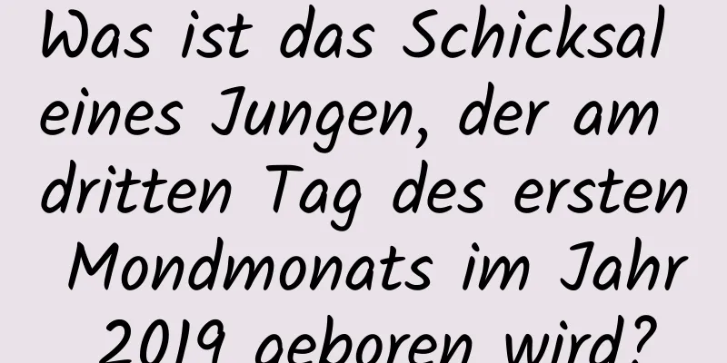 Was ist das Schicksal eines Jungen, der am dritten Tag des ersten Mondmonats im Jahr 2019 geboren wird?