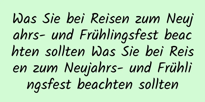 Was Sie bei Reisen zum Neujahrs- und Frühlingsfest beachten sollten Was Sie bei Reisen zum Neujahrs- und Frühlingsfest beachten sollten