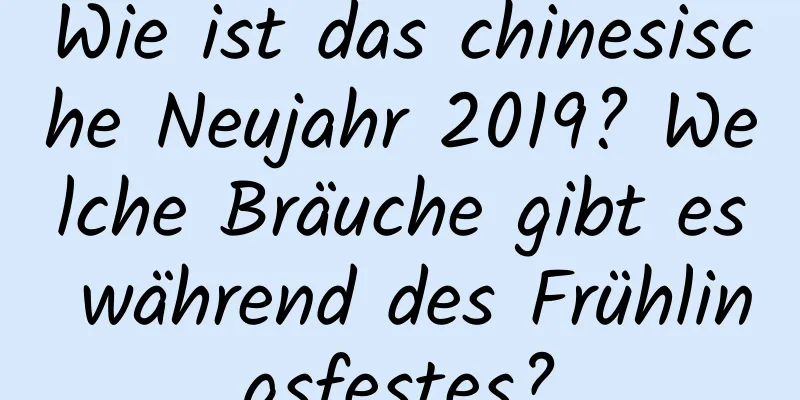 Wie ist das chinesische Neujahr 2019? Welche Bräuche gibt es während des Frühlingsfestes?