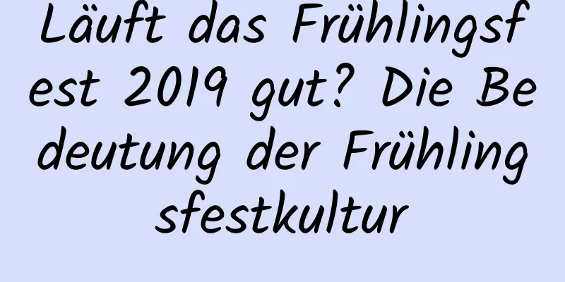 Läuft das Frühlingsfest 2019 gut? Die Bedeutung der Frühlingsfestkultur