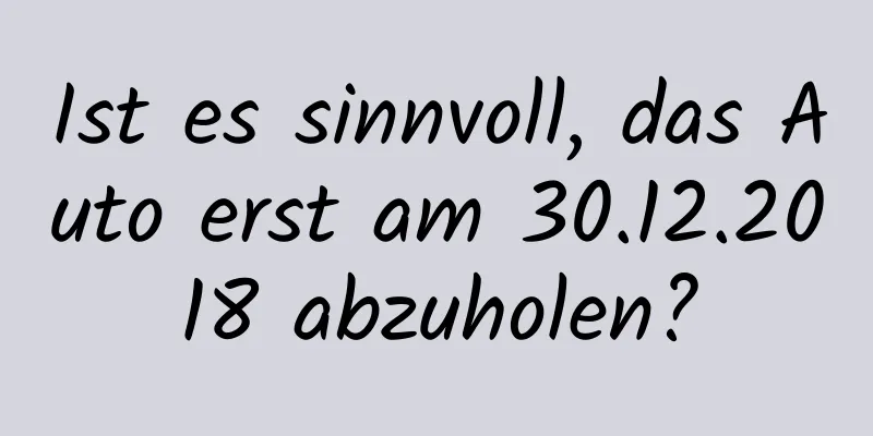 Ist es sinnvoll, das Auto erst am 30.12.2018 abzuholen?