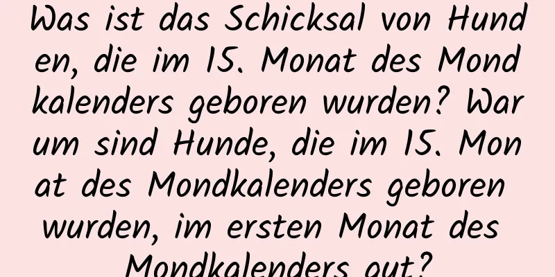 Was ist das Schicksal von Hunden, die im 15. Monat des Mondkalenders geboren wurden? Warum sind Hunde, die im 15. Monat des Mondkalenders geboren wurden, im ersten Monat des Mondkalenders gut?