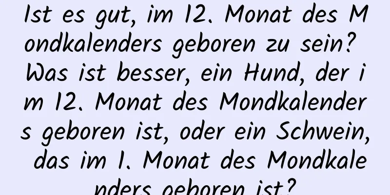 Ist es gut, im 12. Monat des Mondkalenders geboren zu sein? Was ist besser, ein Hund, der im 12. Monat des Mondkalenders geboren ist, oder ein Schwein, das im 1. Monat des Mondkalenders geboren ist?