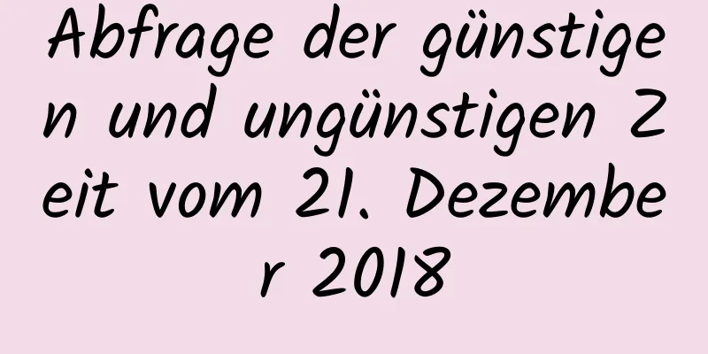 Abfrage der günstigen und ungünstigen Zeit vom 21. Dezember 2018