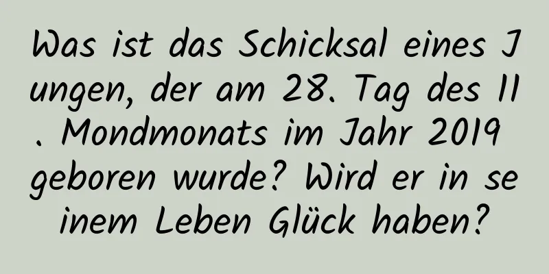 Was ist das Schicksal eines Jungen, der am 28. Tag des 11. Mondmonats im Jahr 2019 geboren wurde? Wird er in seinem Leben Glück haben?