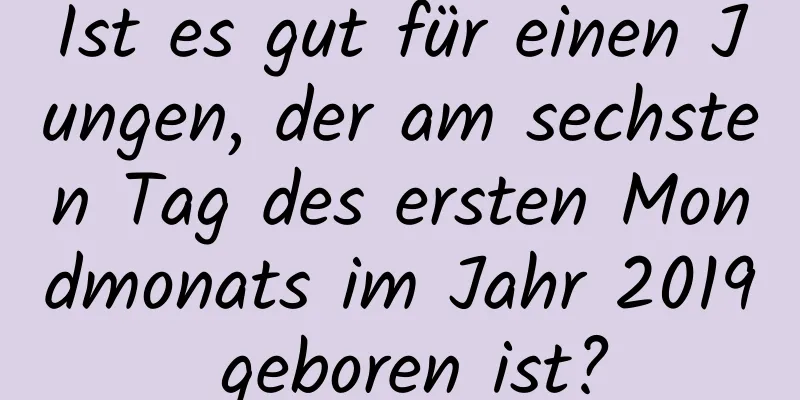 Ist es gut für einen Jungen, der am sechsten Tag des ersten Mondmonats im Jahr 2019 geboren ist?