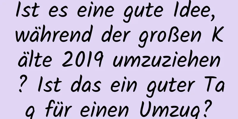 Ist es eine gute Idee, während der großen Kälte 2019 umzuziehen? Ist das ein guter Tag für einen Umzug?