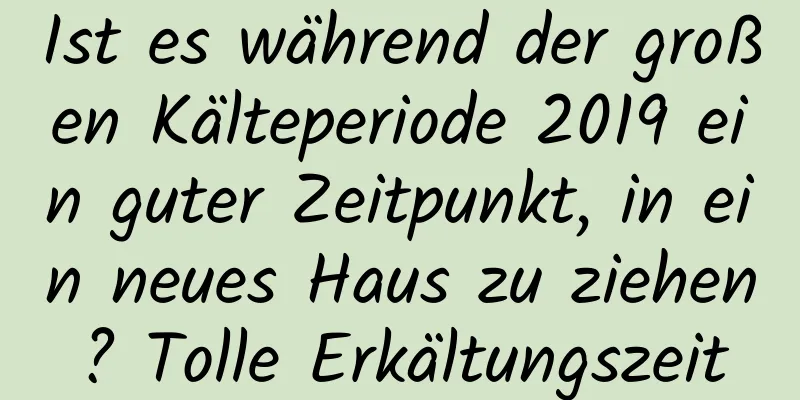 Ist es während der großen Kälteperiode 2019 ein guter Zeitpunkt, in ein neues Haus zu ziehen? Tolle Erkältungszeit