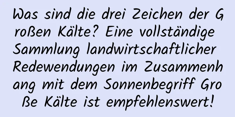 Was sind die drei Zeichen der Großen Kälte? Eine vollständige Sammlung landwirtschaftlicher Redewendungen im Zusammenhang mit dem Sonnenbegriff Große Kälte ist empfehlenswert!