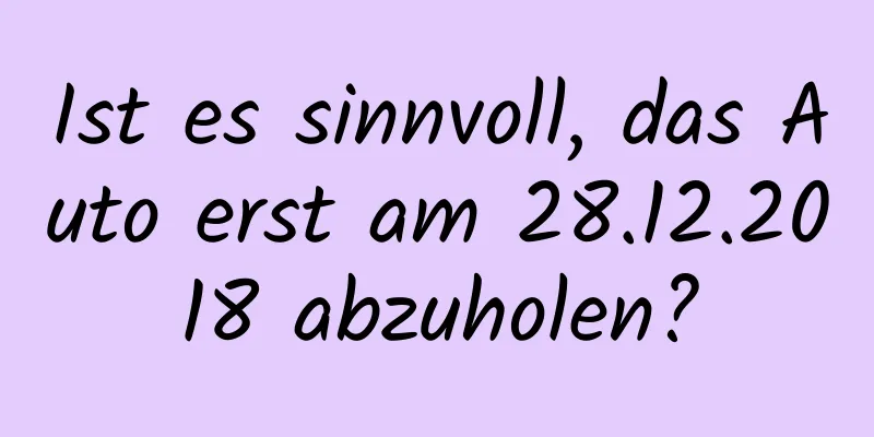 Ist es sinnvoll, das Auto erst am 28.12.2018 abzuholen?