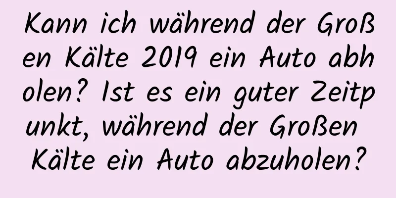 Kann ich während der Großen Kälte 2019 ein Auto abholen? Ist es ein guter Zeitpunkt, während der Großen Kälte ein Auto abzuholen?