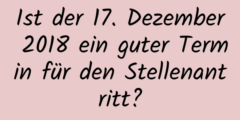 Ist der 17. Dezember 2018 ein guter Termin für den Stellenantritt?