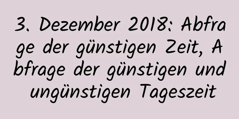 3. Dezember 2018: Abfrage der günstigen Zeit, Abfrage der günstigen und ungünstigen Tageszeit