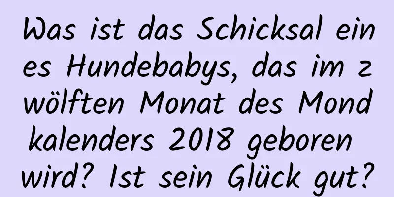 Was ist das Schicksal eines Hundebabys, das im zwölften Monat des Mondkalenders 2018 geboren wird? Ist sein Glück gut?