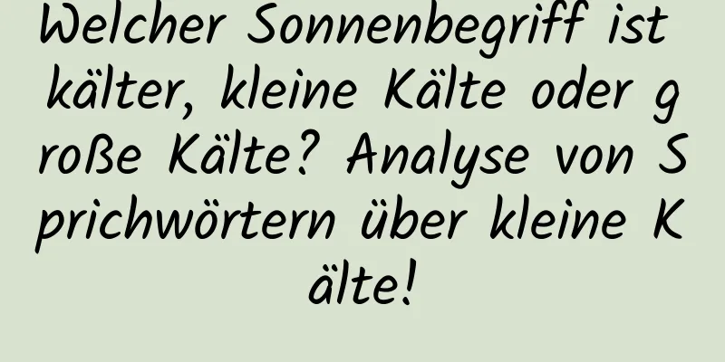 Welcher Sonnenbegriff ist kälter, kleine Kälte oder große Kälte? Analyse von Sprichwörtern über kleine Kälte!