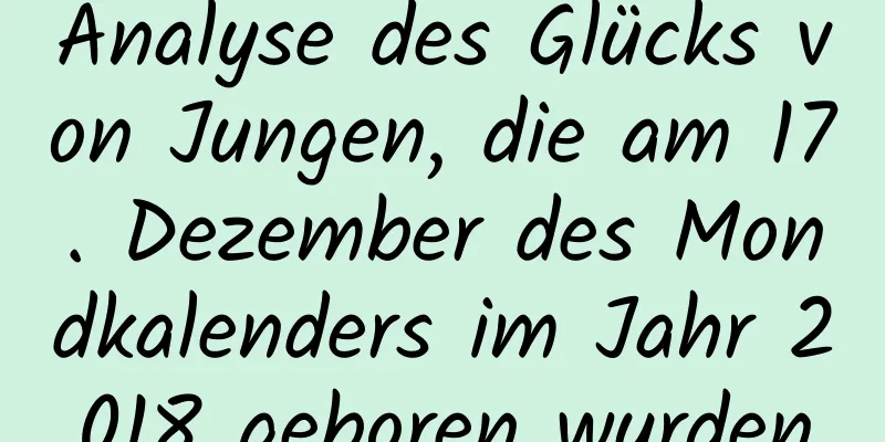 Analyse des Glücks von Jungen, die am 17. Dezember des Mondkalenders im Jahr 2018 geboren wurden