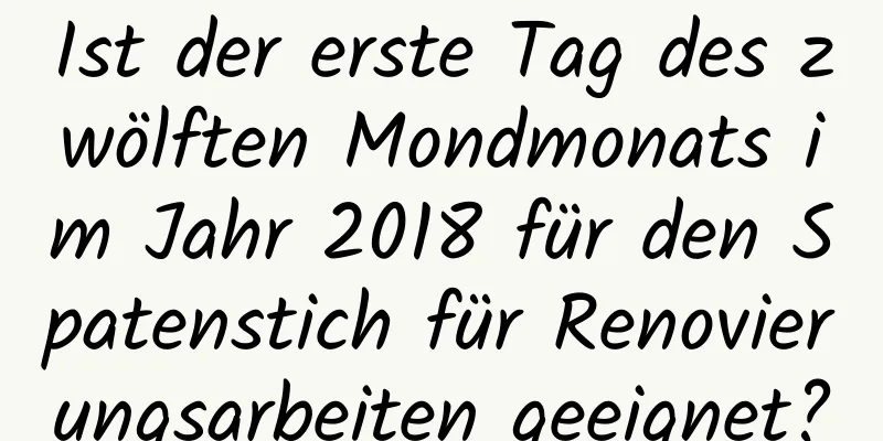 Ist der erste Tag des zwölften Mondmonats im Jahr 2018 für den Spatenstich für Renovierungsarbeiten geeignet?