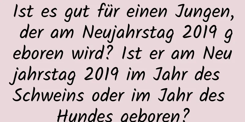 Ist es gut für einen Jungen, der am Neujahrstag 2019 geboren wird? Ist er am Neujahrstag 2019 im Jahr des Schweins oder im Jahr des Hundes geboren?