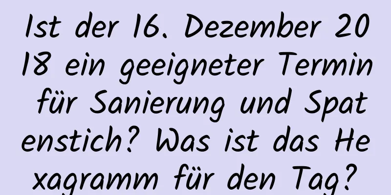 Ist der 16. Dezember 2018 ein geeigneter Termin für Sanierung und Spatenstich? Was ist das Hexagramm für den Tag?