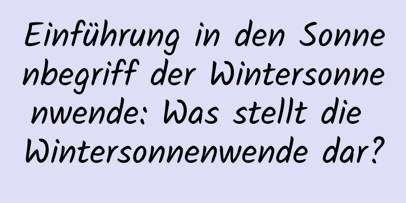 Einführung in den Sonnenbegriff der Wintersonnenwende: Was stellt die Wintersonnenwende dar?