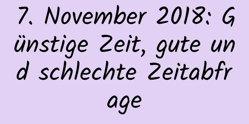 7. November 2018: Günstige Zeit, gute und schlechte Zeitabfrage