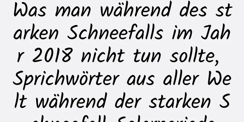 Was man während des starken Schneefalls im Jahr 2018 nicht tun sollte, Sprichwörter aus aller Welt während der starken Schneefall-Solarperiode