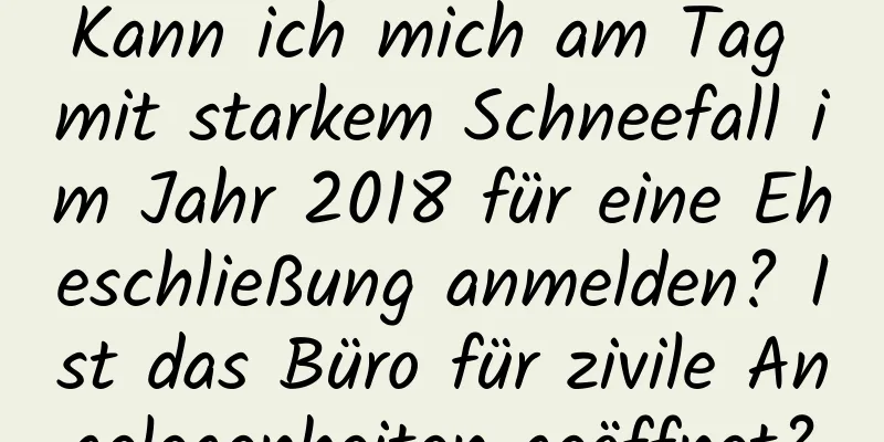 Kann ich mich am Tag mit starkem Schneefall im Jahr 2018 für eine Eheschließung anmelden? Ist das Büro für zivile Angelegenheiten geöffnet?