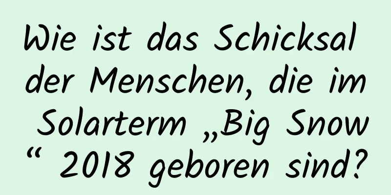 Wie ist das Schicksal der Menschen, die im Solarterm „Big Snow“ 2018 geboren sind?