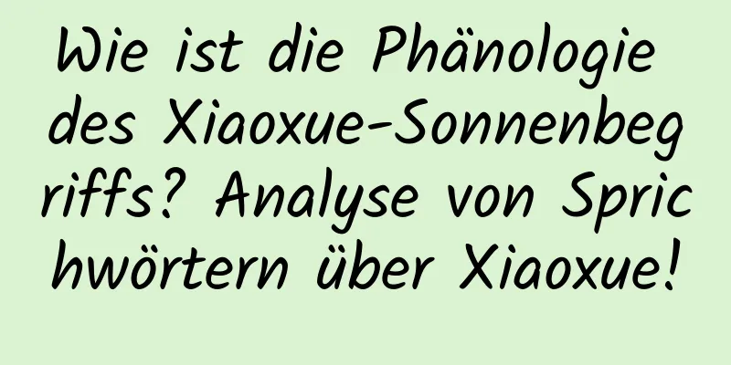 Wie ist die Phänologie des Xiaoxue-Sonnenbegriffs? Analyse von Sprichwörtern über Xiaoxue!