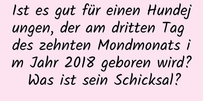 Ist es gut für einen Hundejungen, der am dritten Tag des zehnten Mondmonats im Jahr 2018 geboren wird? Was ist sein Schicksal?