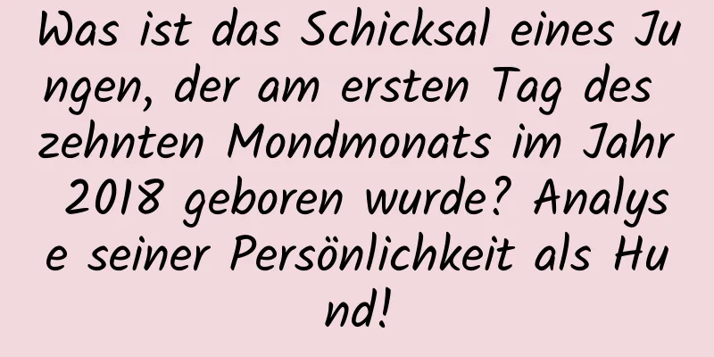 Was ist das Schicksal eines Jungen, der am ersten Tag des zehnten Mondmonats im Jahr 2018 geboren wurde? Analyse seiner Persönlichkeit als Hund!