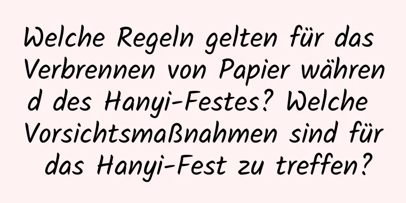 Welche Regeln gelten für das Verbrennen von Papier während des Hanyi-Festes? Welche Vorsichtsmaßnahmen sind für das Hanyi-Fest zu treffen?